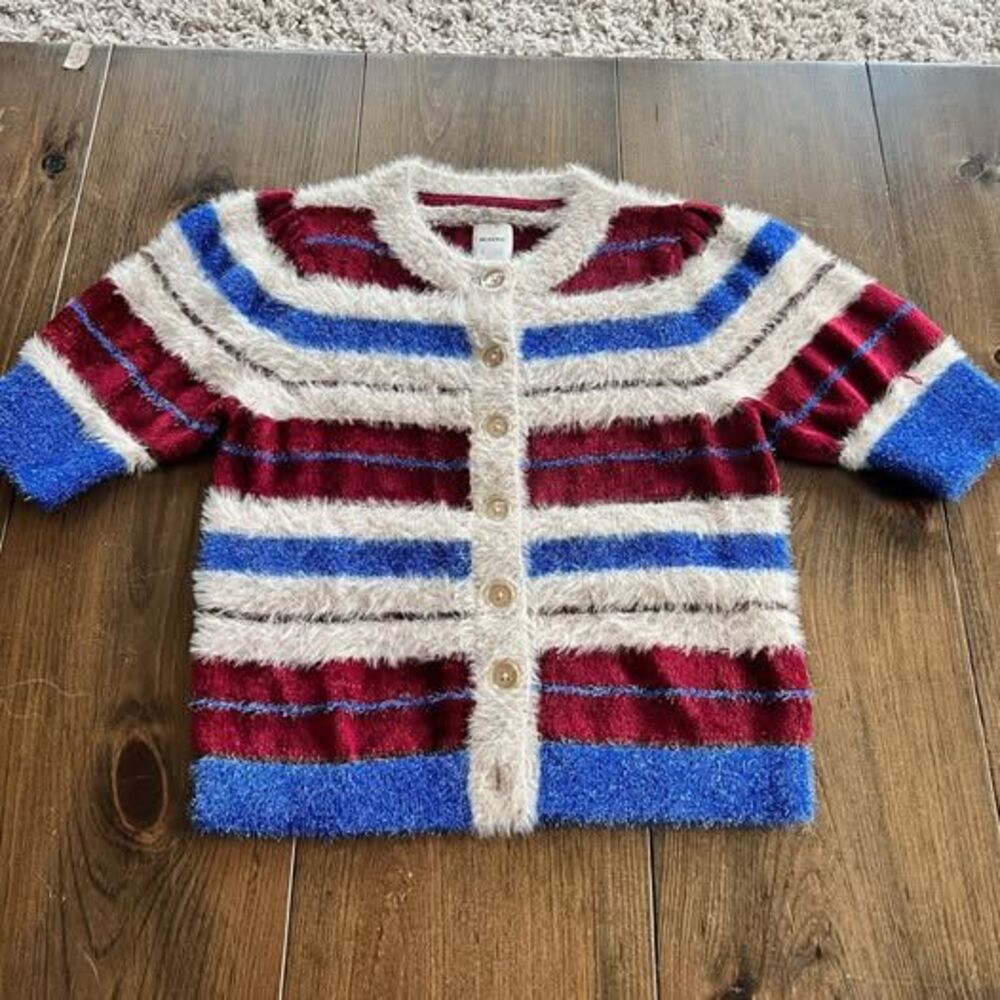 Anthropologie Maeve Short-Sleeve Fuzzy Cardigan Sweater-small